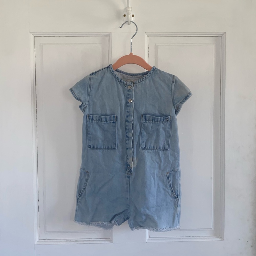 Zara Baby romper denim light blue shorts size 18-24 months